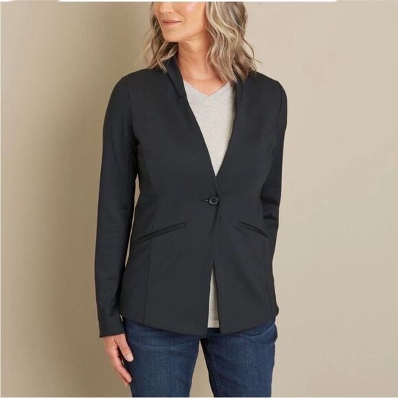 Duluth Trading Co Woman's Sz 10 Black Single Button Blazer Ponte Pro Blazer - Picture 1 of 6